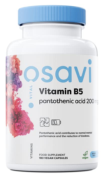 Osavi Vitamin B5 Pantothenic Acid, 200mg - 180 vegan caps - Health and Wellbeing at MySupplementShop by Osavi