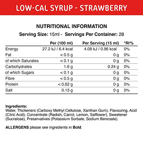 Applied Nutrition Fit Cuisine Low-Cal Syrup Strawberry 425ml | High-Quality Syrup | MySupplementShop.co.uk