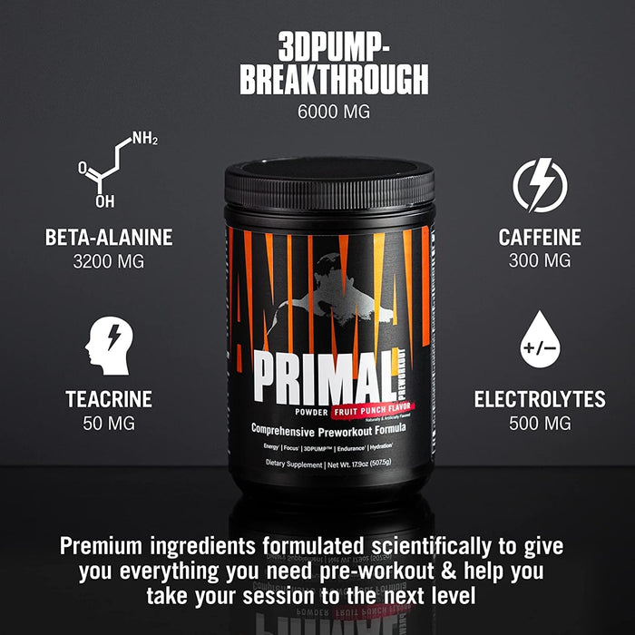 Animal Primal Preworkout Powder, Fruit Punch - 507g by Universal Nutrition at MYSUPPLEMENTSHOP.co.uk