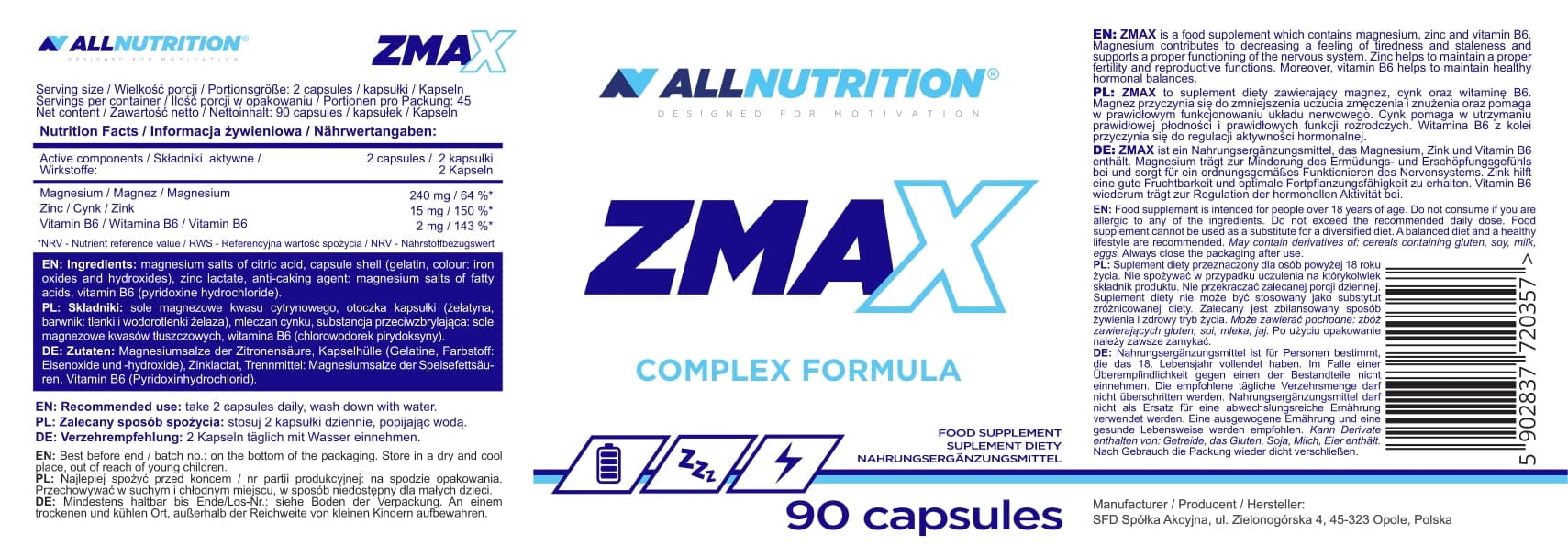 Allnutrition ZMAX - 90 caps | High-Quality Combination Multivitamins & Minerals | MySupplementShop.co.uk