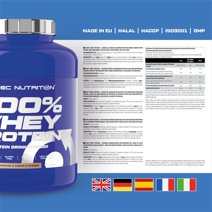 SciTec 100% Whey Protein, Cookies & Cream - 2350 grams | High-Quality Protein | MySupplementShop.co.uk