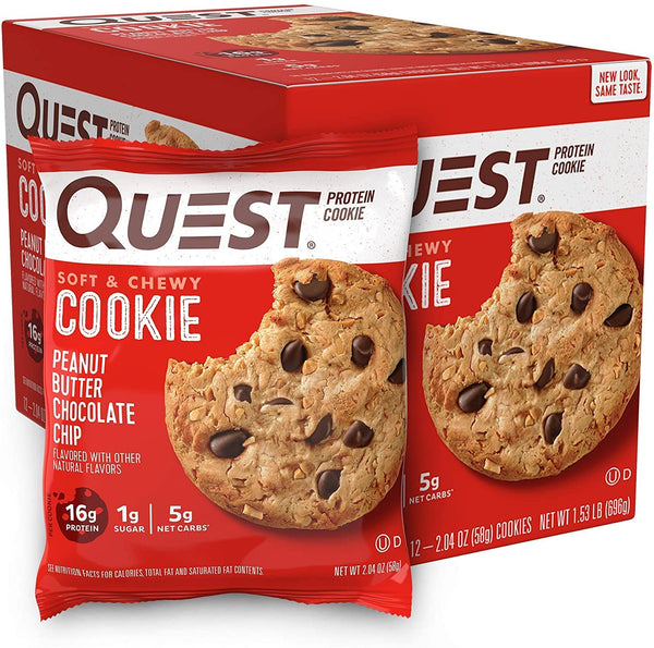 Quest Nutrition Cookie 12x59g Peanut Butter Chocolate Chip | High-Quality Nutrition Bars | MySupplementShop.co.uk