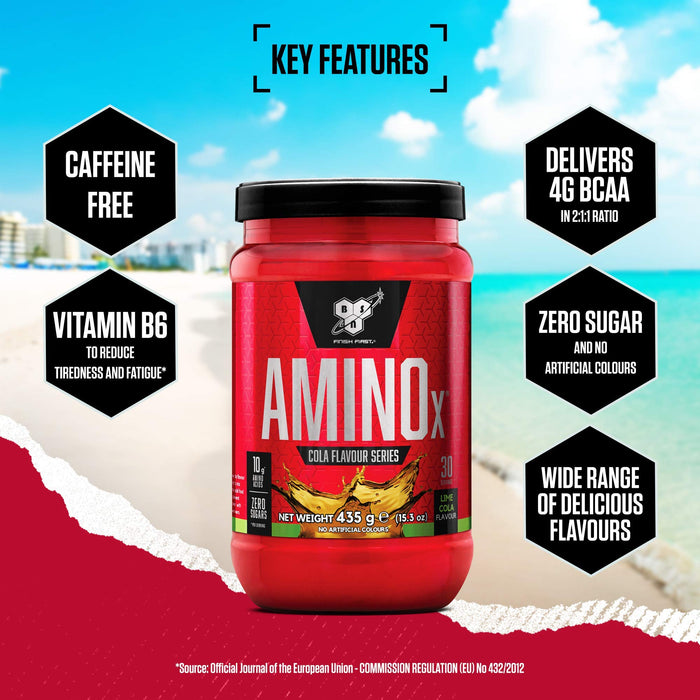 BSN Amino X, Lime Cola - 435 grams | High-Quality Amino Acids and BCAAs | MySupplementShop.co.uk