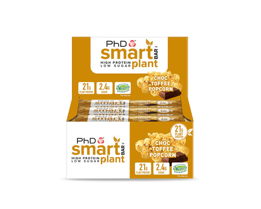 PhD Smart Bar Plant, Choc Toffee Popcorn - 12 bars | High-Quality Protein | MySupplementShop.co.uk