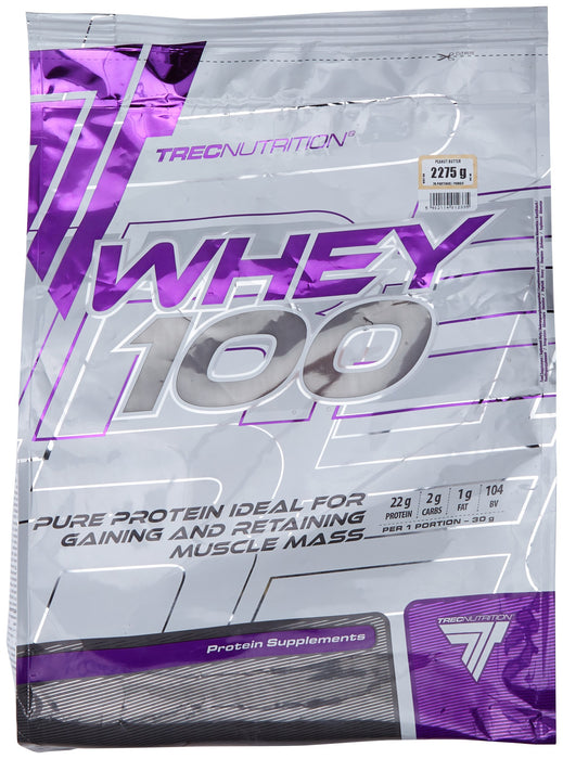 Trec Nutrition Whey 100, Peanut Butter - 2275 grams | High-Quality Protein | MySupplementShop.co.uk
