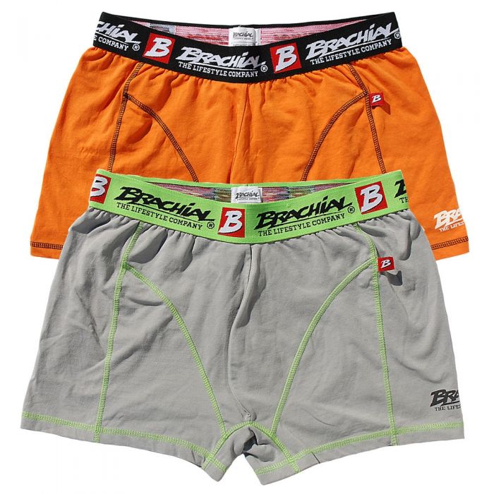 Brachial 2 Pack Boxer Shorts - Orange & Grey