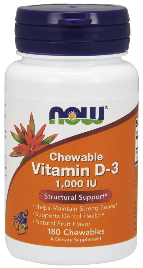 NOW Foods Vitamin D-3, 1000 IU (Chewable) - 180 chewables | High-Quality Vitamins & Minerals | MySupplementShop.co.uk