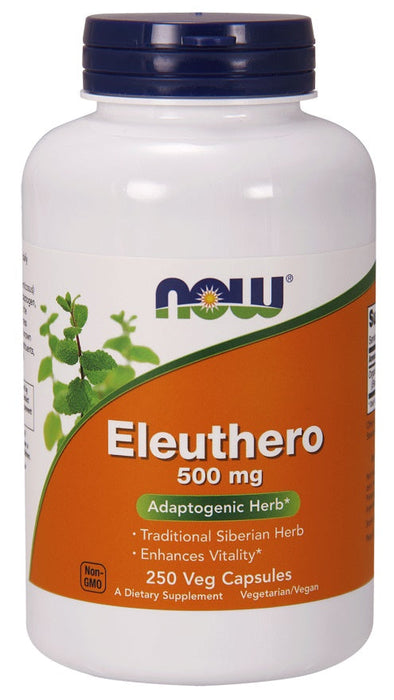 NOW Foods Eleuthero, 500mg - 250 vcaps - Health and Wellbeing at MySupplementShop by NOW Foods