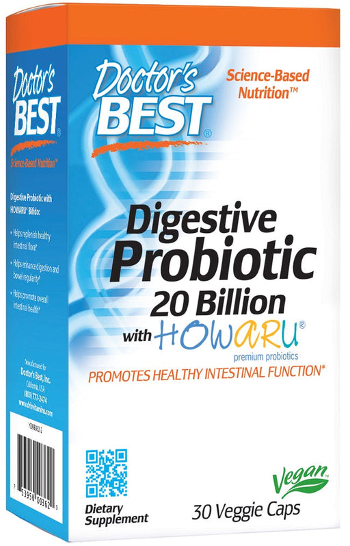 Doctor's Best Digestive Probiotic, 20 Billion CFU - 30 vcaps | High-Quality Health Foods | MySupplementShop.co.uk