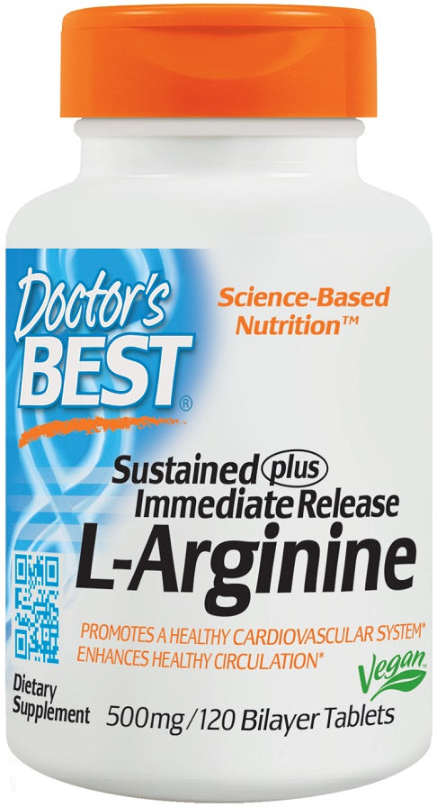 Doctor's Best L-Arginine - Sustained + Immediate Release, 500mg - 120 tabs | High-Quality Amino Acids and BCAAs | MySupplementShop.co.uk