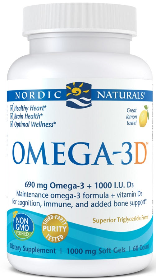Nordic Naturals Omega-3D, 690mg Lemon - 60 softgels | High-Quality Omegas, EFAs, CLA, Oils | MySupplementShop.co.uk