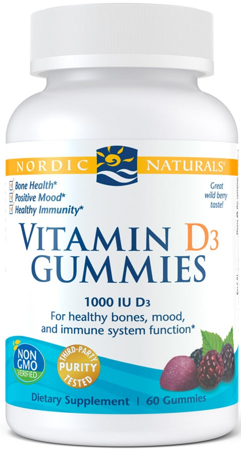 Nordic Naturals Vitamin D3 Gummies, 1000 IU Wild Berry - 60 gummies | High-Quality Vitamins & Minerals | MySupplementShop.co.uk