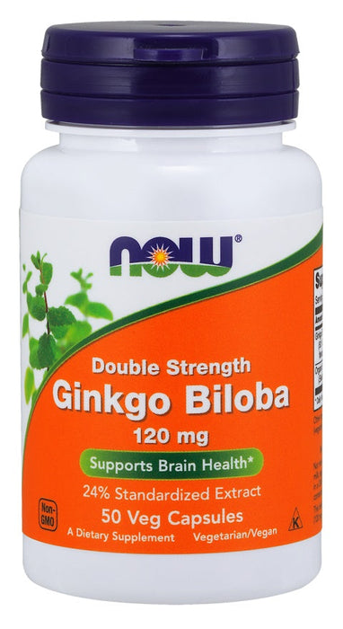 NOW Foods Ginkgo Biloba Double Strength, 120mg - 50 vcaps - Health and Wellbeing at MySupplementShop by NOW Foods