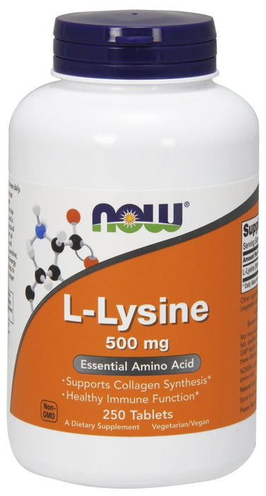 NOW Foods L-Lysine, 1000mg - 250 tabs - Amino Acids and BCAAs at MySupplementShop by NOW Foods