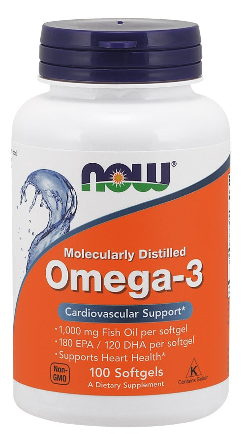 NOW Foods Omega-3 Molecularly Distilled - 100 softgels | High-Quality Omegas, EFAs, CLA, Oils | MySupplementShop.co.uk