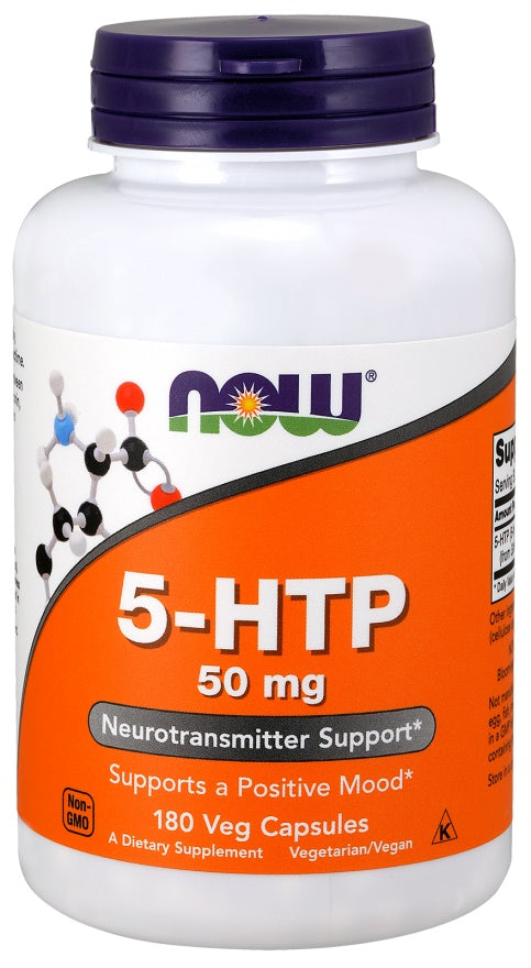 NOW Foods 5-HTP, 50mg - 180 vcaps - Health and Wellbeing at MySupplementShop by NOW Foods
