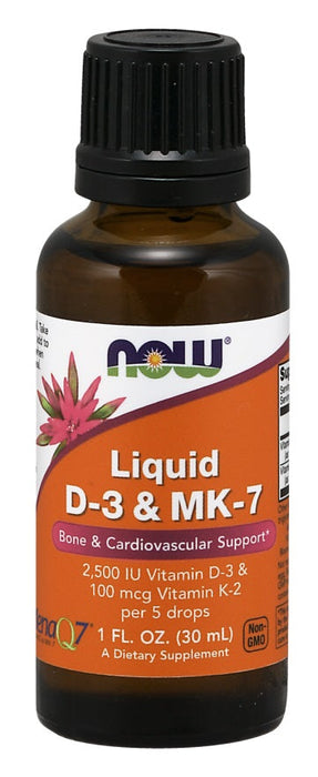 NOW Foods Liquid D-3 & MK-7 30ml - Vitamins & Minerals at MySupplementShop by NOW Foods