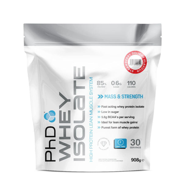 PhD Whey Isolate, Strawberry Delight - 908 grams | High-Quality Protein | MySupplementShop.co.uk