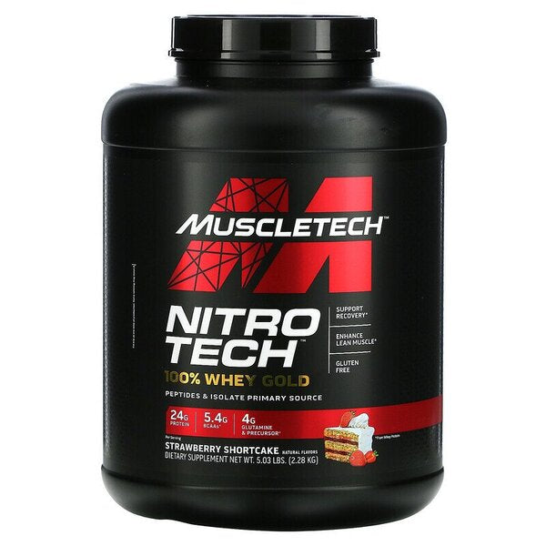 MuscleTech Nitro-Tech 100% Whey Gold, Strawberry Shortcake - 2280 grams | High-Quality Protein | MySupplementShop.co.uk