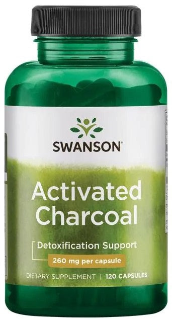 Swanson Activated Charcoal, 260mg - 120 caps | High-Quality Health and Wellbeing | MySupplementShop.co.uk