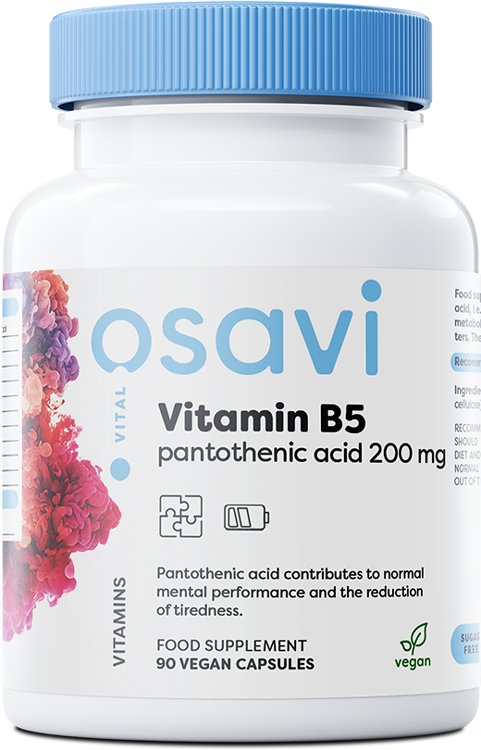 Osavi Vitamin B5 Pantothenic Acid, 200mg - 90 vegan caps - Sports Supplements at MySupplementShop by Osavi