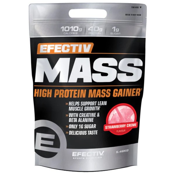 Efectiv Nutrition Mass, Strawberry Creme - 5400 grams | High-Quality Weight Gainers & Carbs | MySupplementShop.co.uk