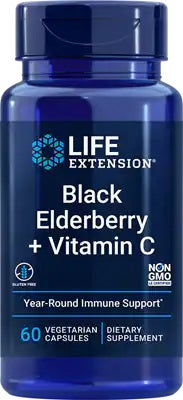 Life Extension Black Elderberry + Vitamin C - 60 vcaps | High-Quality Vitamins & Minerals | MySupplementShop.co.uk