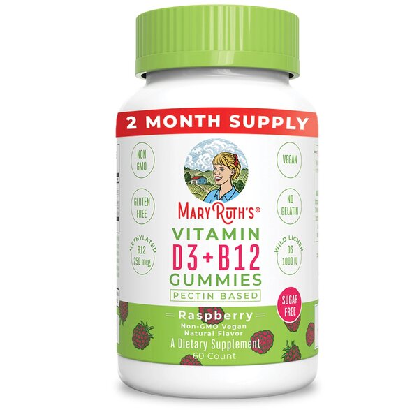 MaryRuth Organics Vitamin D3 + B12 Gummies, Raspberry - 60 gummies - Vitamins & Minerals at MySupplementShop by MaryRuth Organics